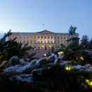 Slottet bak julepyntet Slottsplass  (Foto: Lise Åserud, Scanpix)